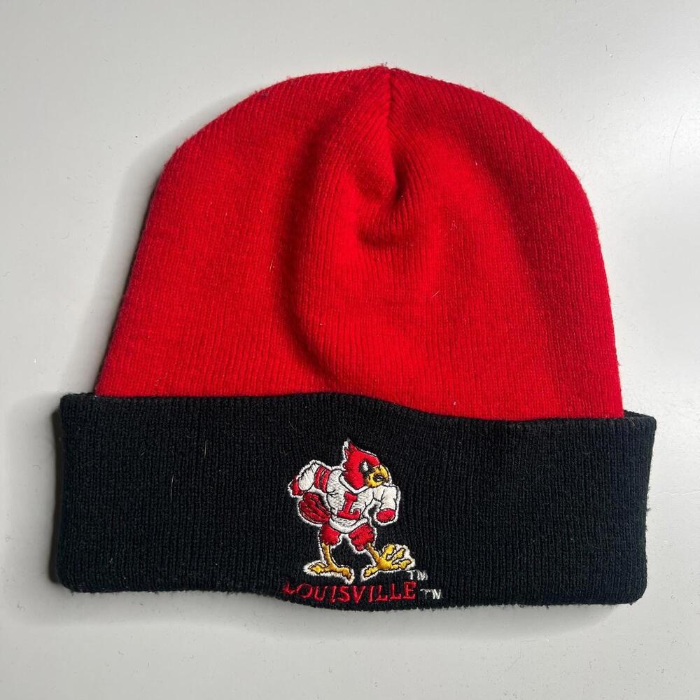 Vintage Starter Louisville Cardinals Beanie Hat Red‎ Black NCAA Logo USA Made